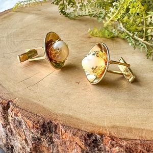 Harvey Avedon Gold & Faux Pearl Round Cufflink MCM Regal